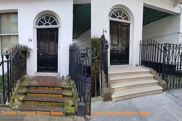 before and after portland stone steps